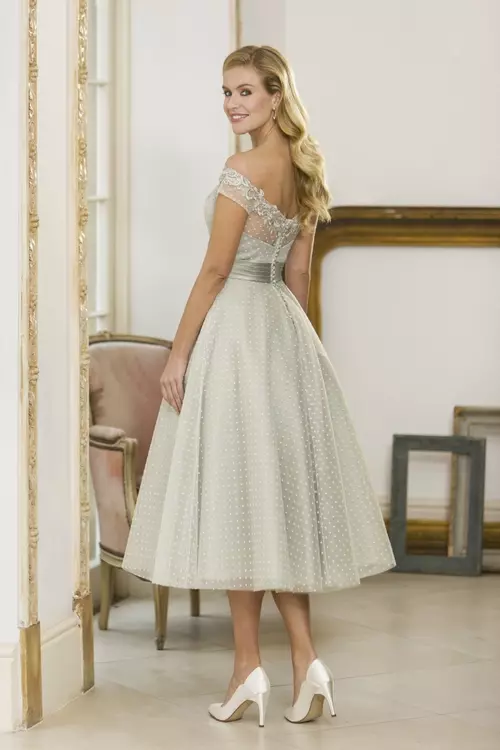 M744 Flattering Tea Length Bridesmaids Dress True Bridesmaids